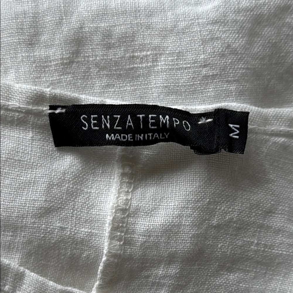 Made in Italy Linen Asymmetrical White Sleeveless Tank Top - Picture 11 of 12